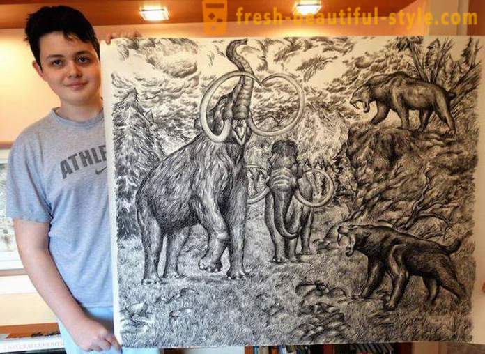 Serbiska tonåring drar fantastiska porträtt av djur med hjälp av en penna eller kulspetspenna