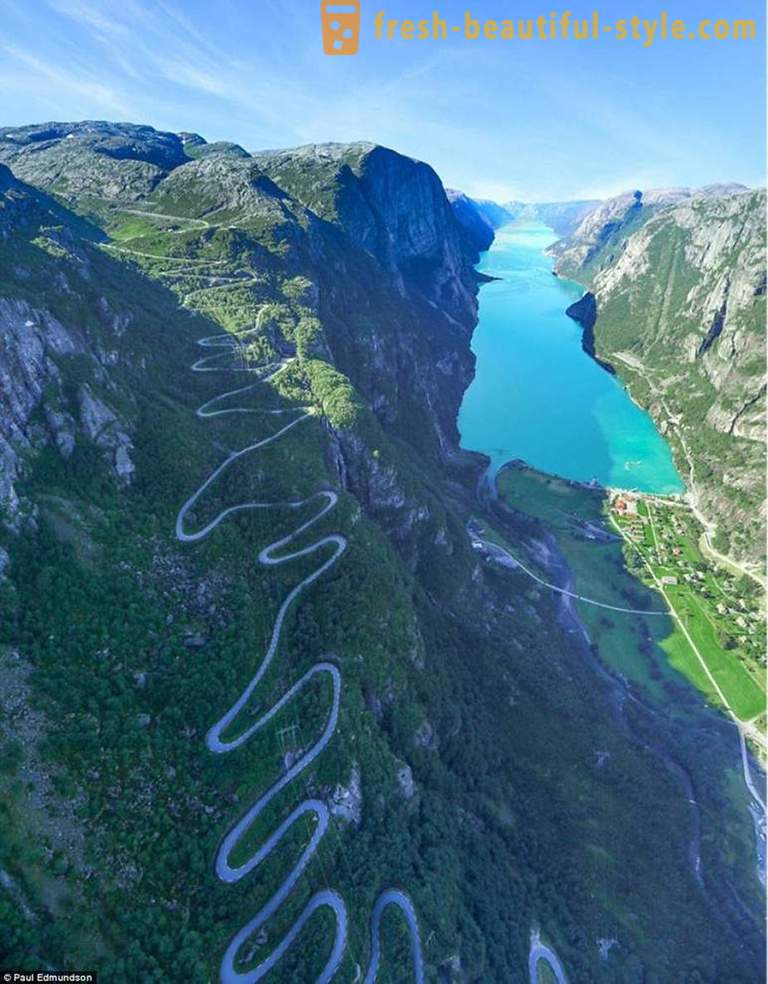 Skönheten i de norska fjordarna i arbetet av den brittiska fotografen