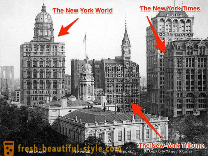 Vacker gammal byggnad i New York, som inte längre existerar