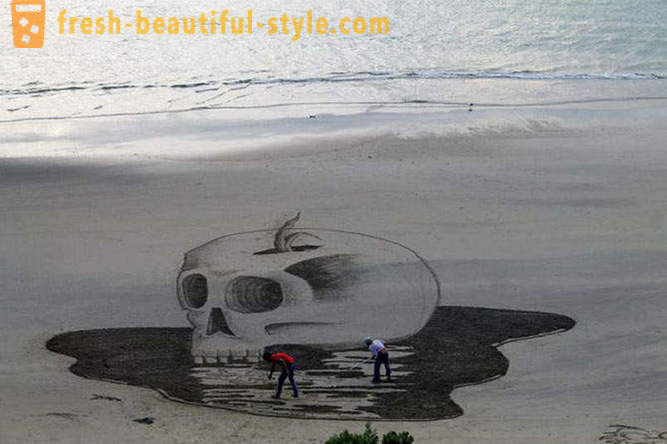 3D-ritningar på sanden