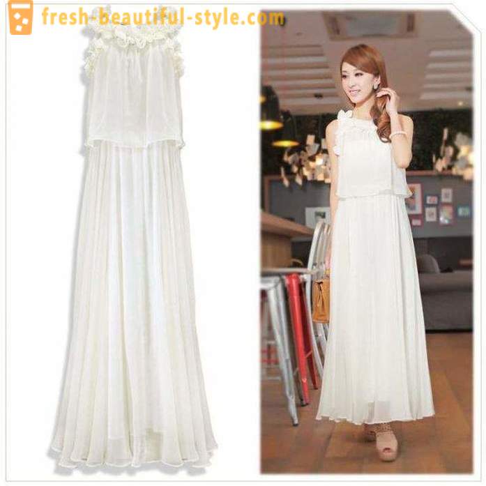 Lång vit klänning - en speciell del av kvinnors garderob
